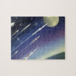 Vintage Science Fiction Rockets in Space by Planet Jigsaw Puzzle