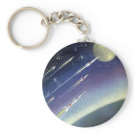 Vintage Science Fiction Rockets in Space by Planet Keychain