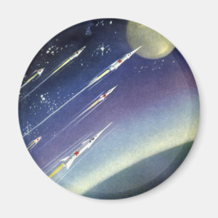 Vintage Science Fiction Rockets in Space by Planet Magnet