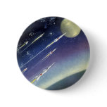 Vintage Science Fiction Rockets in Space by Planet Pinback Button