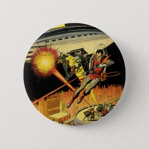 Vintage Science Fiction Sci Fi Aliens from UFO Button