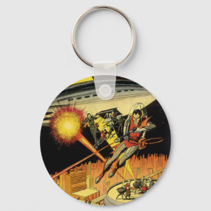 Vintage Science Fiction, Sci Fi Aliens from UFO Keychain