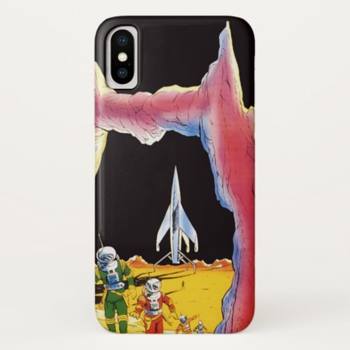 Vintage Science Fiction Sci Fi Aliens on Planet iPhone X Case