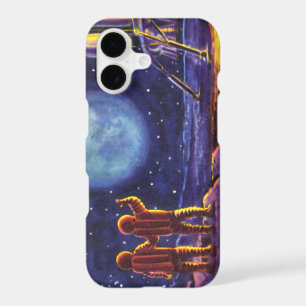 Vintage Science Fiction, Sci Fi Astronauts on Moon iPhone 17 Case