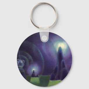 Vintage Science Fiction, Sci Fi Outer Space Planet Keychain