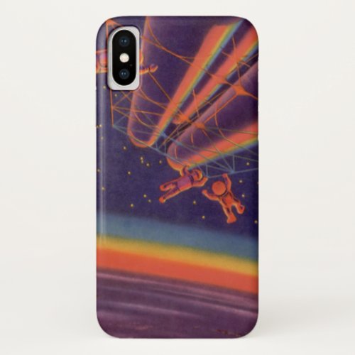 Vintage Science Fiction Sci Fi Rainbow Astronauts iPhone X Case