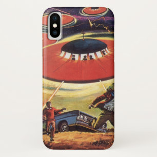 Vintage Science Fiction, Sci Fi UFO Alien Invasion iPhone X Case
