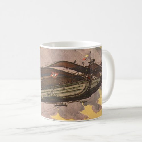 Vintage Science Fiction Seaplane Airplane Ship Coffee Mug