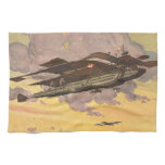 Vintage Science Fiction Seaplane Airplane Ship Kitchen Towel