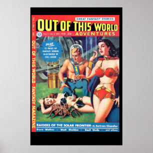 Vintage science fiction space comic poster