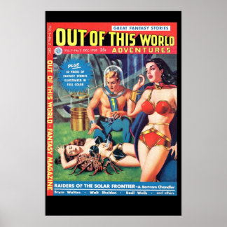 Vintage science fiction space comic poster