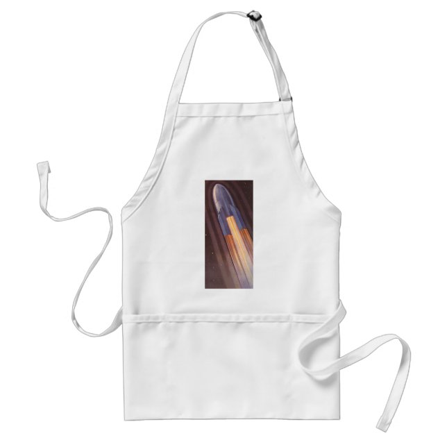 Vintage Science Fiction Space Ship Rockets Adult Apron (Front)