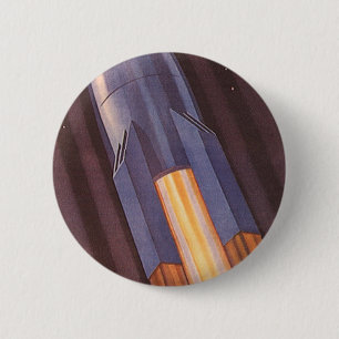 Vintage Science Fiction Space Ship Rockets Button