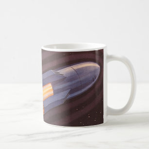Vintage Science Fiction Space Ship Rockets Coffee Mug
