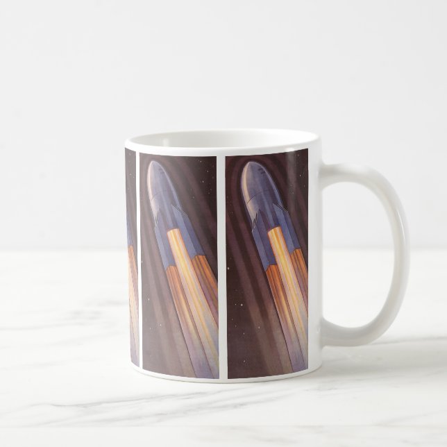 Vintage Science Fiction Space Ship Rockets Coffee Mug (Right)