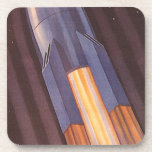 Vintage Science Fiction Space Ship Rockets Drink Coaster