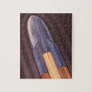 Vintage Science Fiction Space Ship Rockets Jigsaw Puzzle