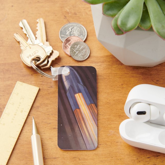 Vintage Science Fiction Space Ship Rockets Keychain (Desk)