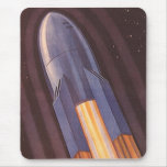 Vintage Science Fiction Space Ship Rockets Mouse Pad