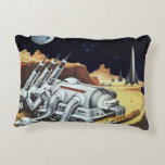 Vintage Science Fiction, Space Station on the Moon Accent Pillow