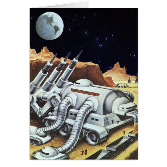 Vintage Science Fiction, Space Station on the Moon Card