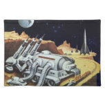 Vintage Science Fiction, Space Station on the Moon Cloth Placemat