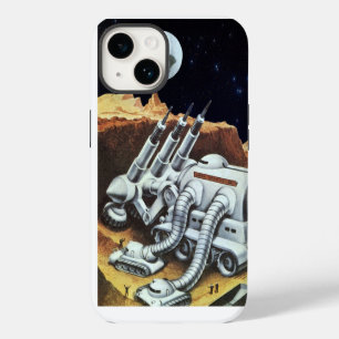 Vintage Science Fiction, Space Station on the Moon iPhone 14 Case
