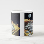Vintage Science Fiction, Space Station on the Moon Large Coffee Mug