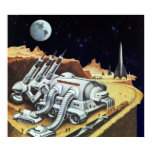 Vintage Science Fiction, Space Station on the Moon Poster
