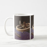 Vintage Science Fiction, Space Station with Planet Coffee Mug