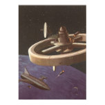Vintage Science Fiction, Space Station with Planet Poster