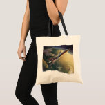Vintage Science Fiction Spaceship Airplane Earth Tote Bag