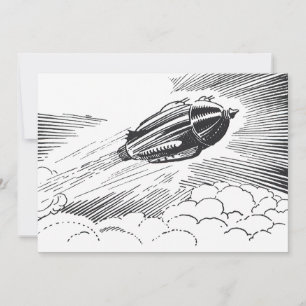 Vintage Science Fiction Spaceship Rocket in Clouds