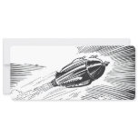Vintage Science Fiction Spaceship Rocket in Clouds
