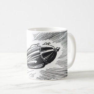 Vintage Science Fiction Spaceship Rocket in Clouds Coffee Mug