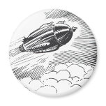 Vintage Science Fiction Spaceship Rocket in Clouds Magnet