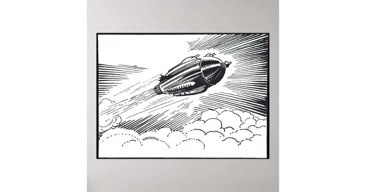 Charming 1940s-1950s Vintage-Inspired Valentine's Day Cards: Retro Rocket  in Space