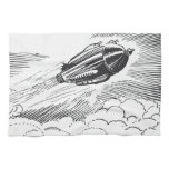 Vintage Science Fiction Spaceship Rocket in Clouds Towel