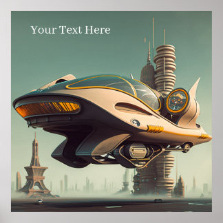 Vintage Science Fiction Spectacular Flying Cars of Poster