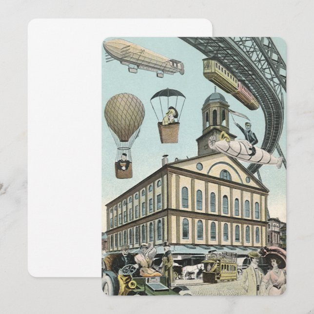 Vintage Science Fiction Steam Punk City Invitation (Front/Back)