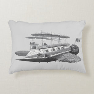 Vintage Science Fiction Steampunk Airship Eclipse Accent Pillow