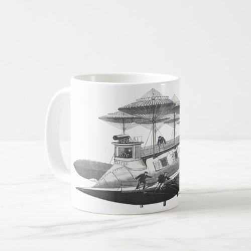 Vintage Science Fiction Steampunk Airship Eclipse Coffee Mug