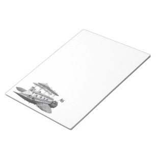 Vintage Science Fiction Steampunk Airship Eclipse Notepad