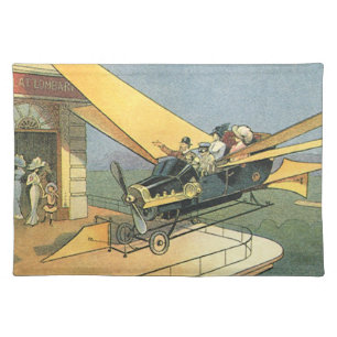 Vintage Science Fiction Steampunk Convertible Car Cloth Placemat