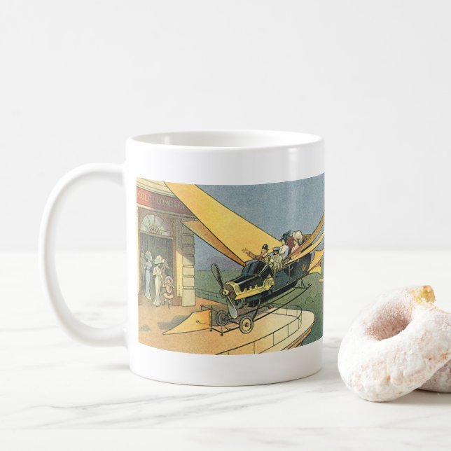 Vintage Science Fiction Steampunk Convertible Car Coffee Mug (With Donut)