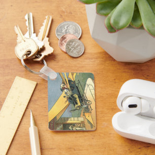 Vintage Science Fiction Steampunk Convertible Car Keychain