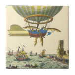 Vintage Science Fiction Steampunk Hot Air Balloon Ceramic Tile