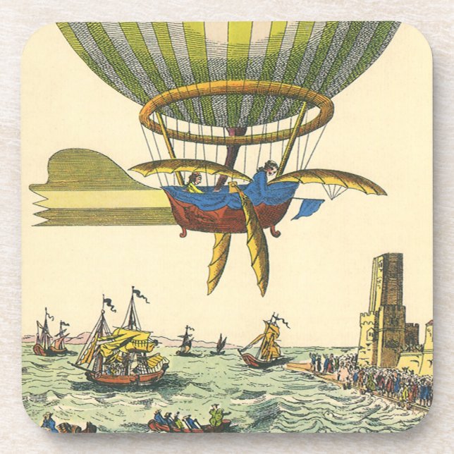 Vintage Science Fiction Steampunk Hot Air Balloon Coaster (Front)