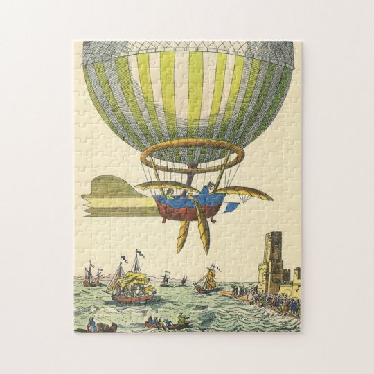 Vintage Science Fiction Steampunk Hot Air Balloon Jigsaw Puzzle