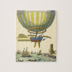 Vintage Science Fiction Steampunk Hot Air Balloon Jigsaw Puzzle